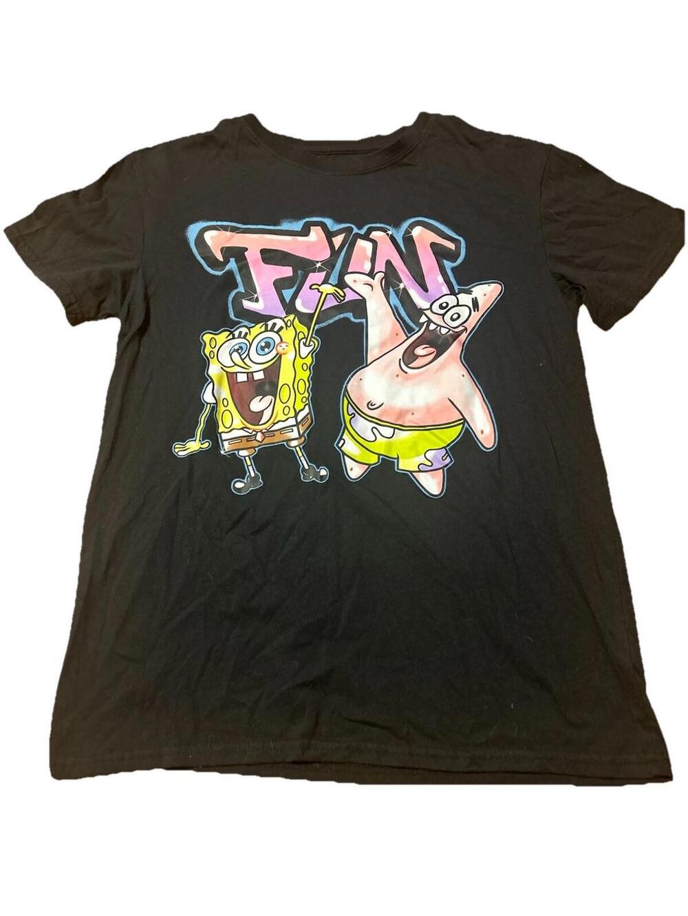 SpongeBob SquarePants L Patrick Fan Art Graphic T-Shirt Nickelodeon Black